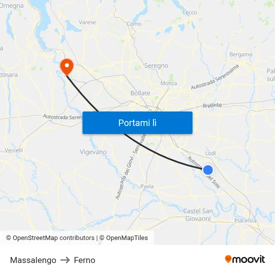 Massalengo to Ferno map