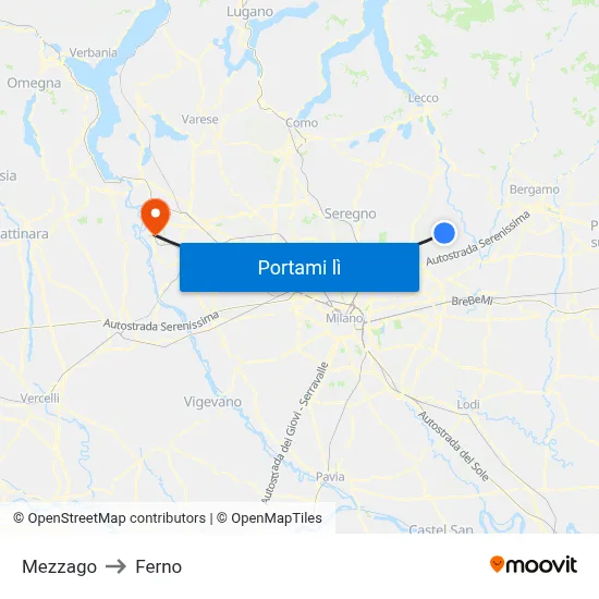 Mezzago to Ferno map