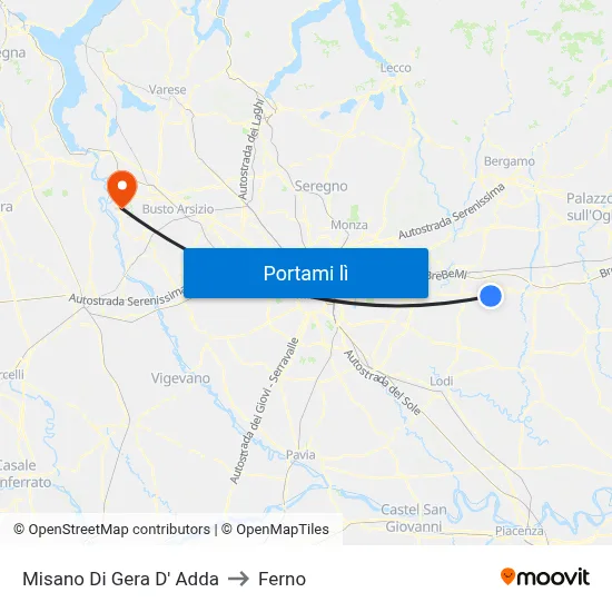 Misano Di Gera D' Adda to Ferno map