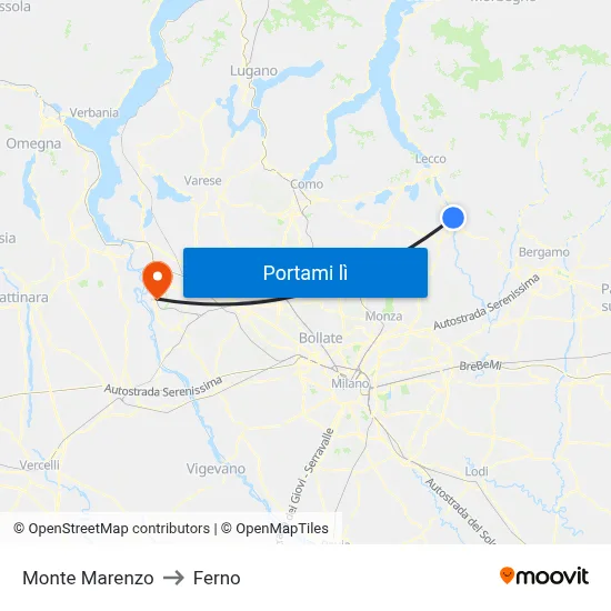 Monte Marenzo to Ferno map