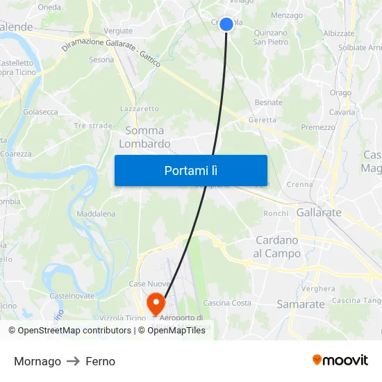 Mornago to Ferno map