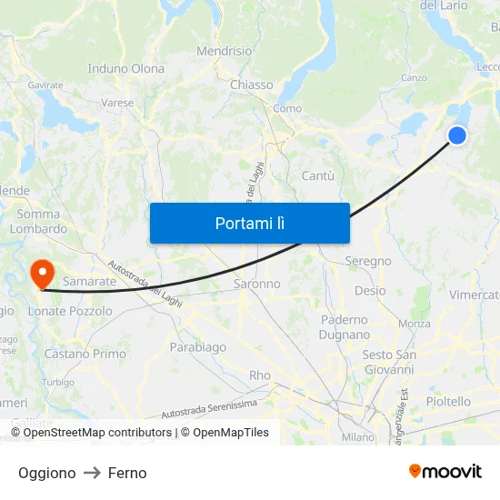 Oggiono to Ferno map