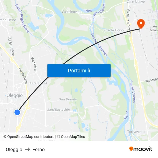 Oleggio to Ferno map