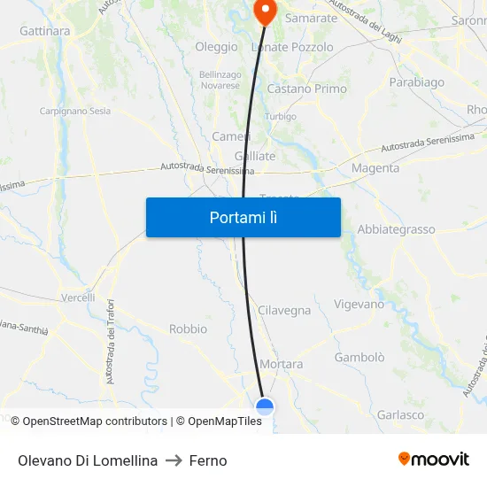 Olevano Di Lomellina to Ferno map