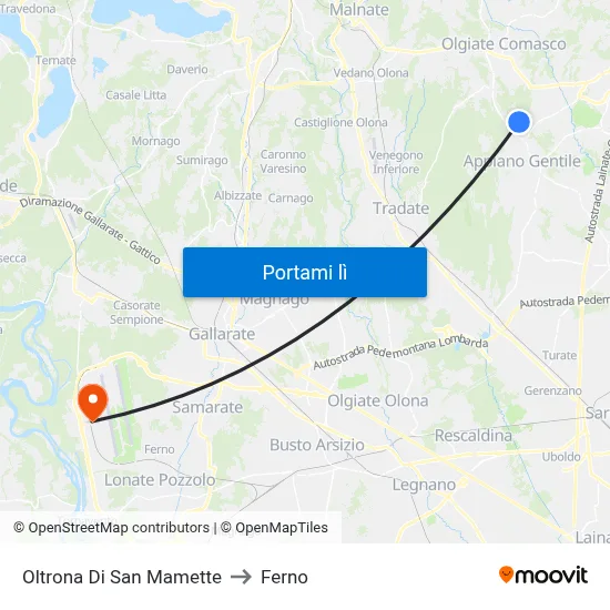 Oltrona Di San Mamette to Ferno map