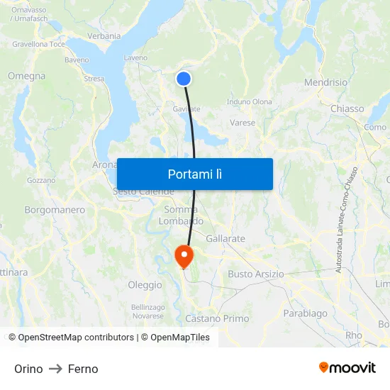 Orino to Ferno map