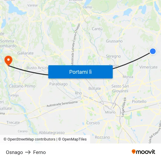 Osnago to Ferno map