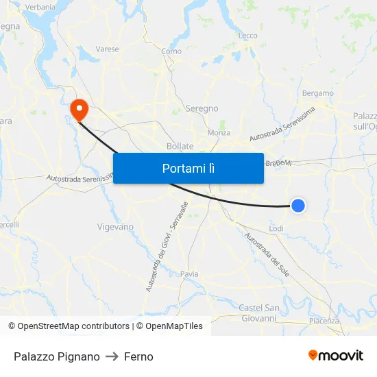 Palazzo Pignano to Ferno map