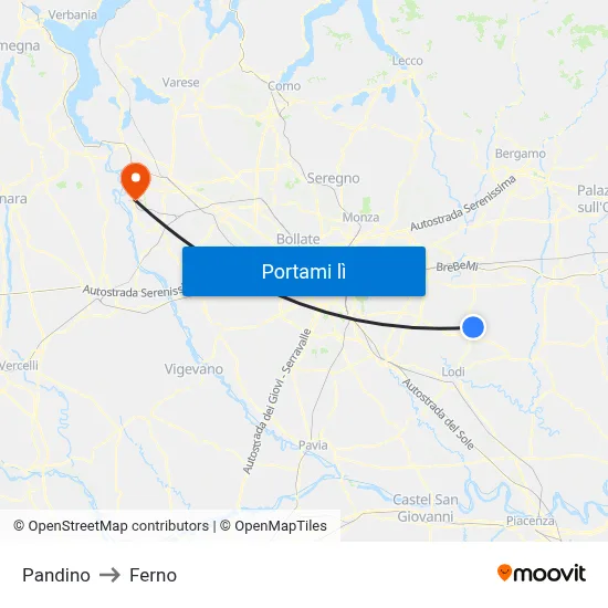 Pandino to Ferno map