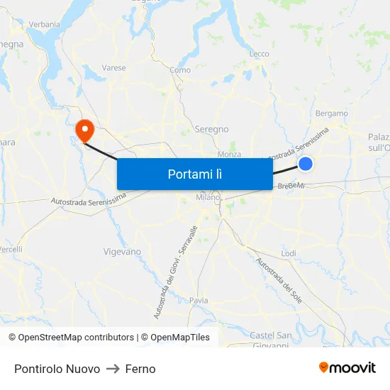 Pontirolo Nuovo to Ferno map