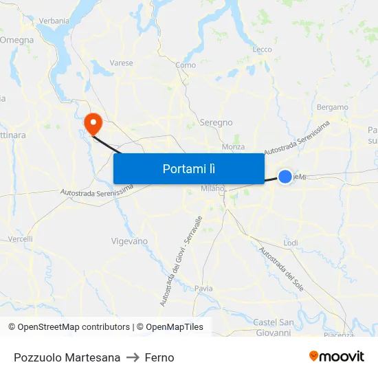 Pozzuolo Martesana to Ferno map