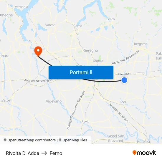 Rivolta D' Adda to Ferno map