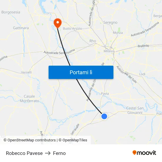 Robecco Pavese to Ferno map