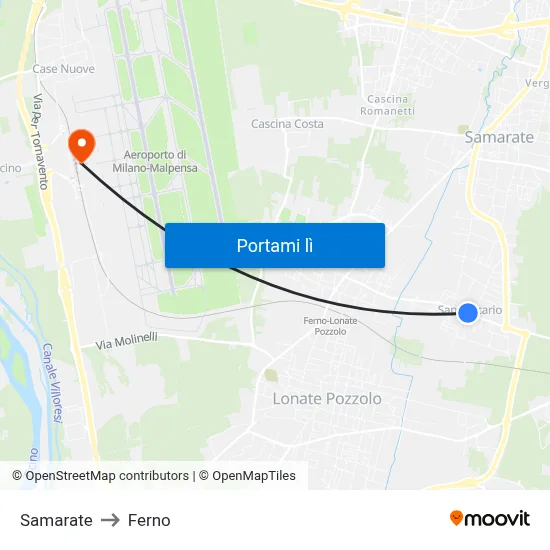 Samarate to Ferno map