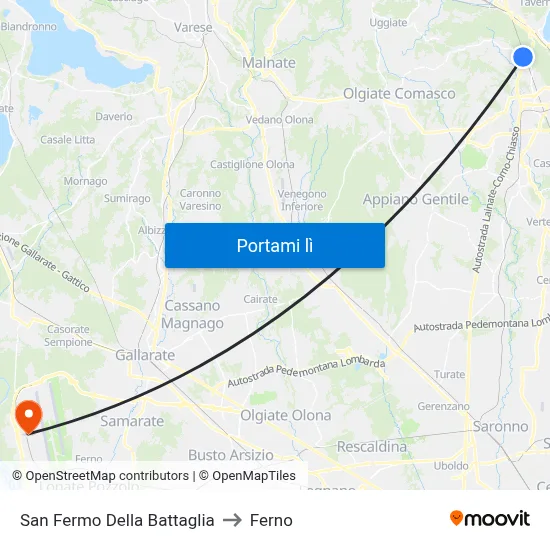 San Fermo Della Battaglia to Ferno map
