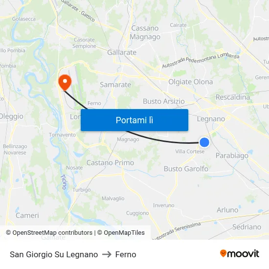 San Giorgio Su Legnano to Ferno map