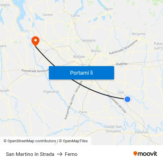 San Martino In Strada to Ferno map