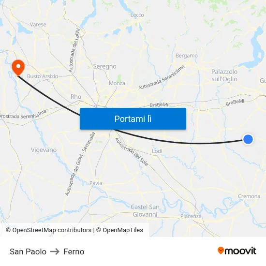 San Paolo to Ferno map