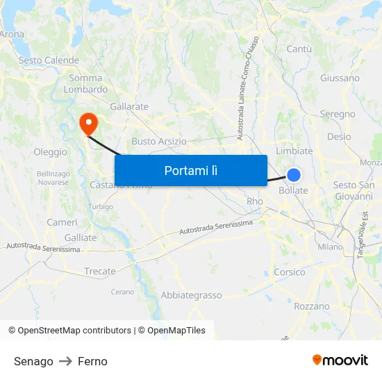 Senago to Ferno map