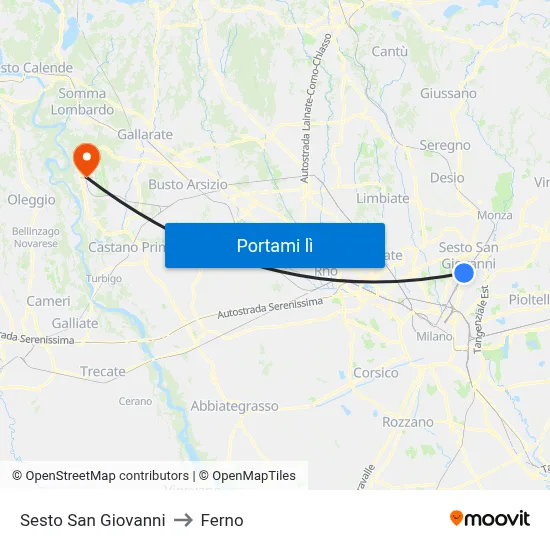 Sesto San Giovanni to Ferno map