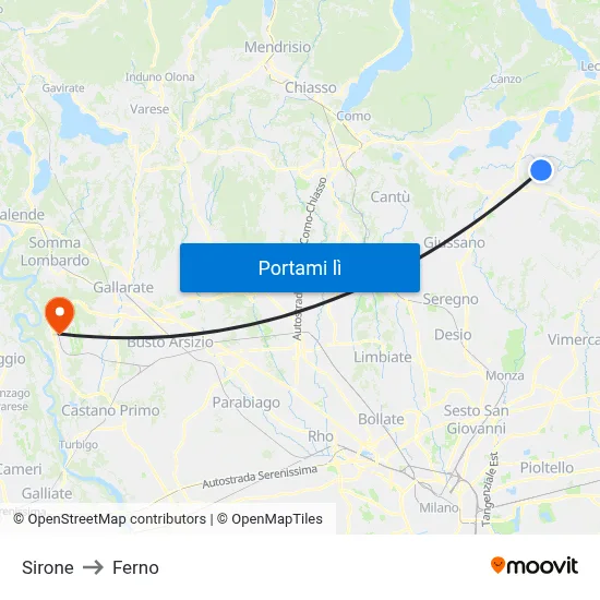 Sirone to Ferno map