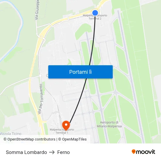 Somma Lombardo to Ferno map