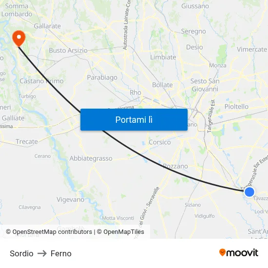 Sordio to Ferno map