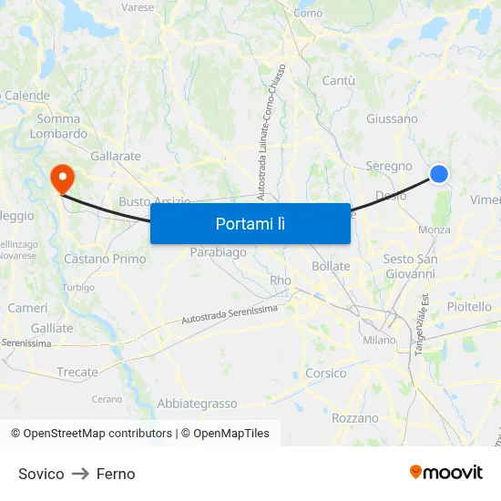 Sovico to Ferno map