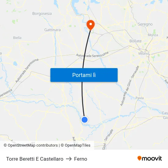 Torre Beretti E Castellaro to Ferno map