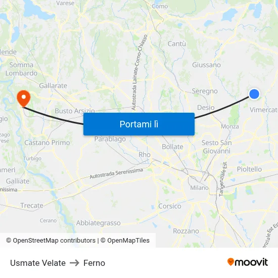 Usmate Velate to Ferno map