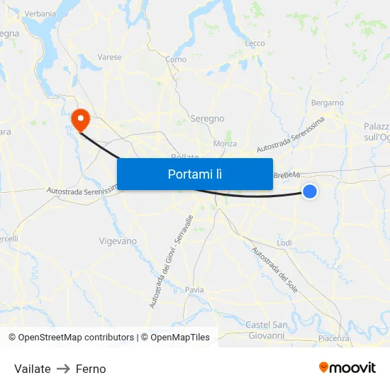 Vailate to Ferno map