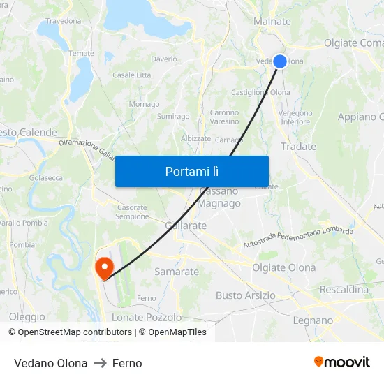 Vedano Olona to Ferno map