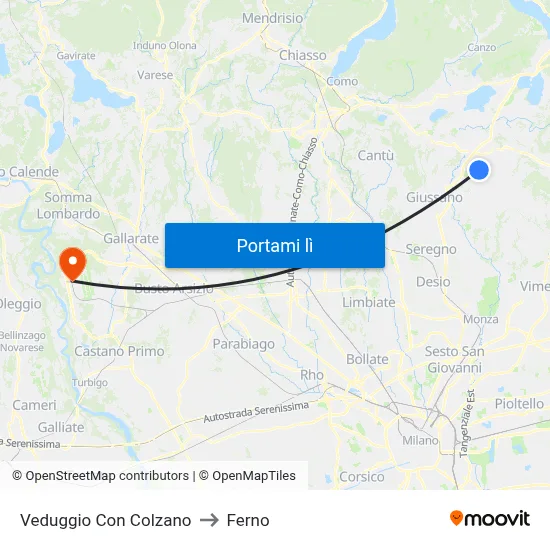 Veduggio Con Colzano to Ferno map