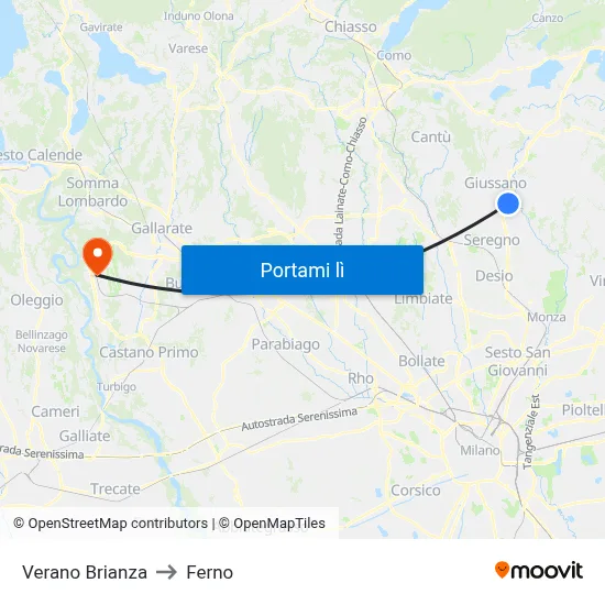 Verano Brianza to Ferno map