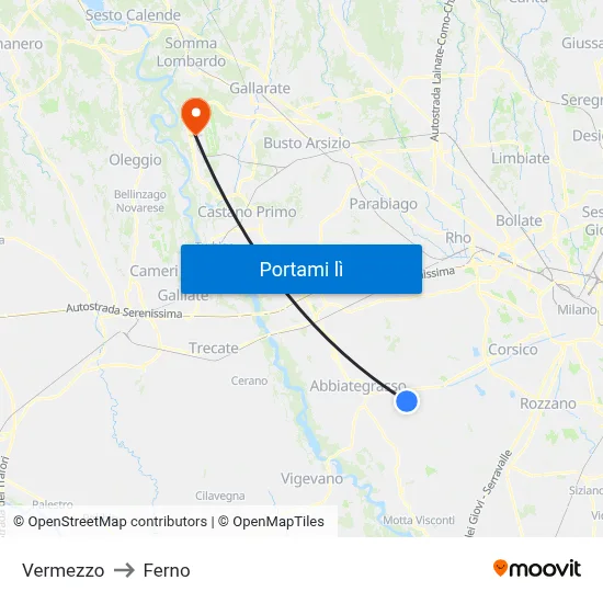 Vermezzo to Ferno map