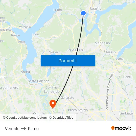 Vernate to Ferno map