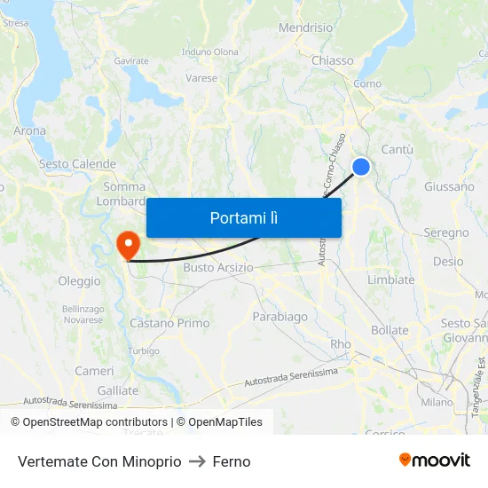 Vertemate Con Minoprio to Ferno map