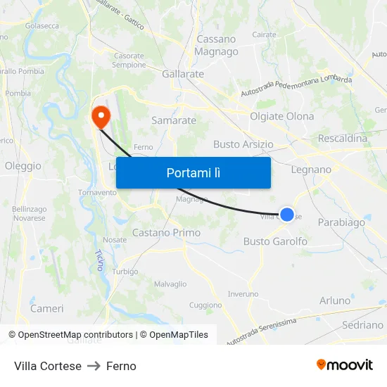Villa Cortese to Ferno map