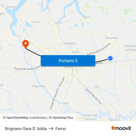 Brignano Gera D' Adda to Ferno map