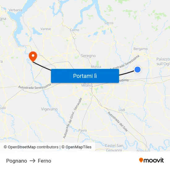 Pognano to Ferno map