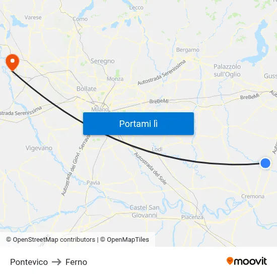 Pontevico to Ferno map