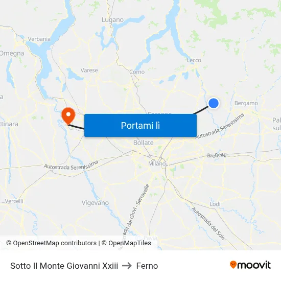 Sotto Il Monte Giovanni Xxiii to Ferno map
