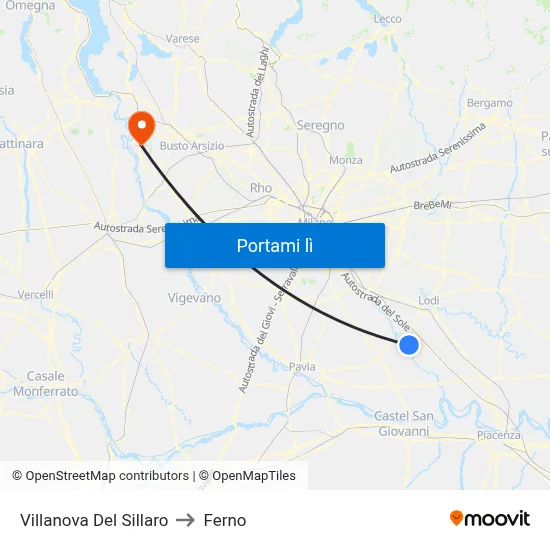 Villanova Del Sillaro to Ferno map