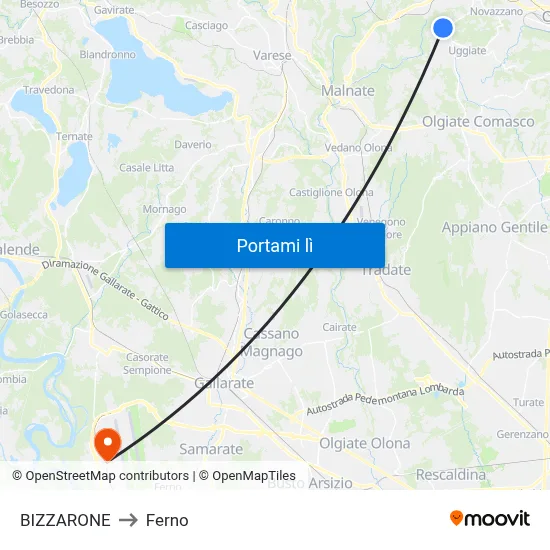 BIZZARONE to Ferno map