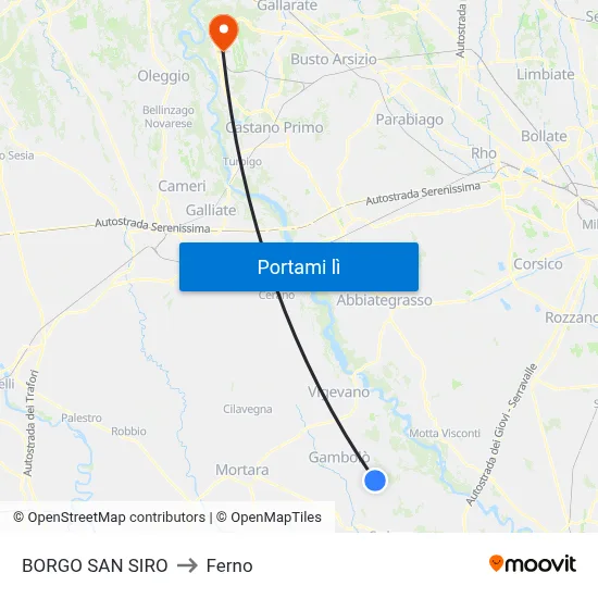 BORGO SAN SIRO to Ferno map