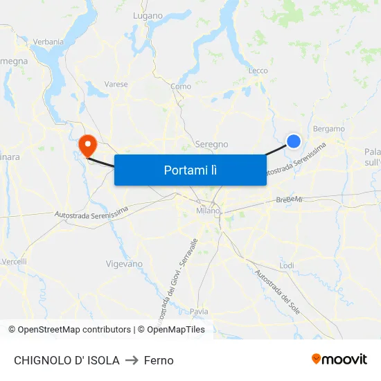 CHIGNOLO D' ISOLA to Ferno map