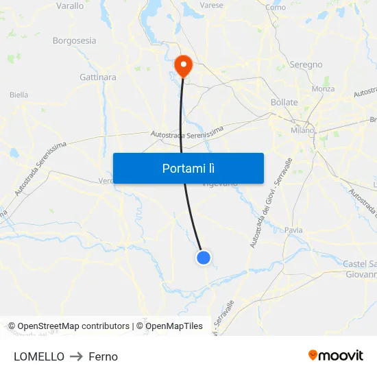 LOMELLO to Ferno map