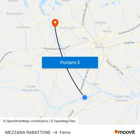 MEZZANA RABATTONE to Ferno map