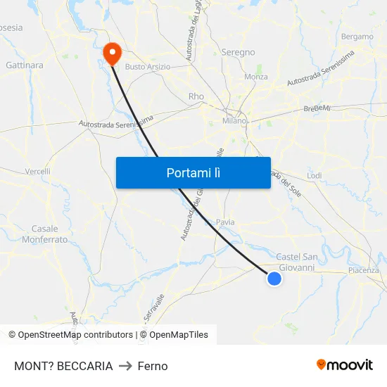 MONT? BECCARIA to Ferno map
