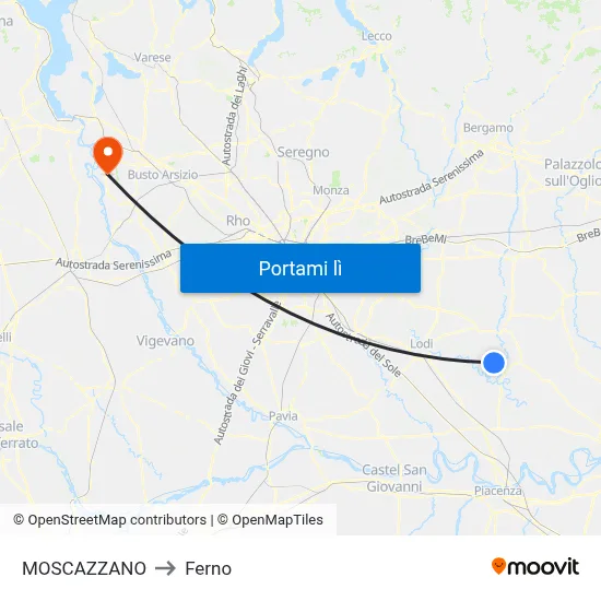 MOSCAZZANO to Ferno map